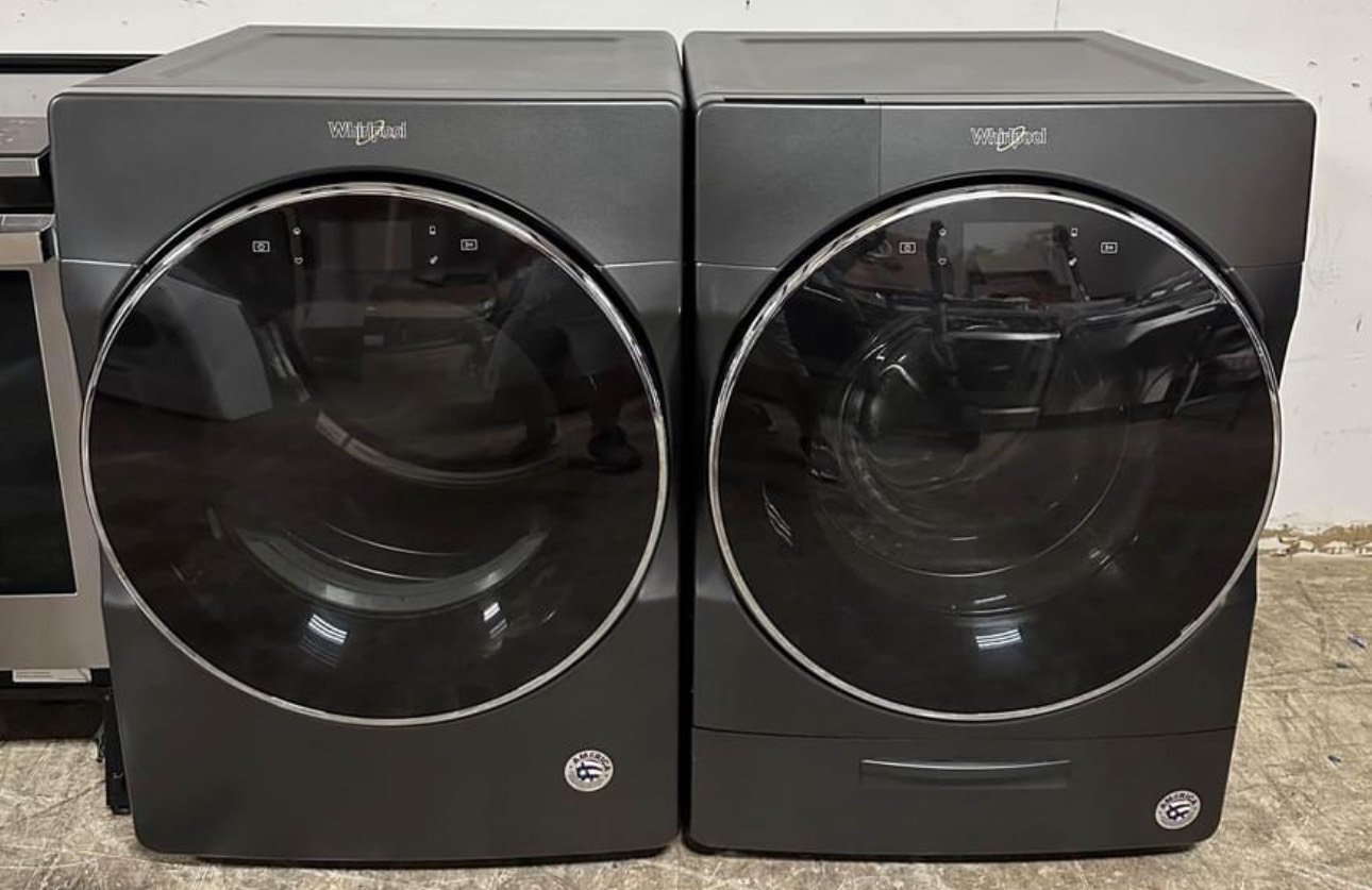 ge 24 inch front load smart washer with 5.0 cu. ft. capacity ft 24 inch gas smart dryer with 7.4 cu. ft. capacity, wifi enabled