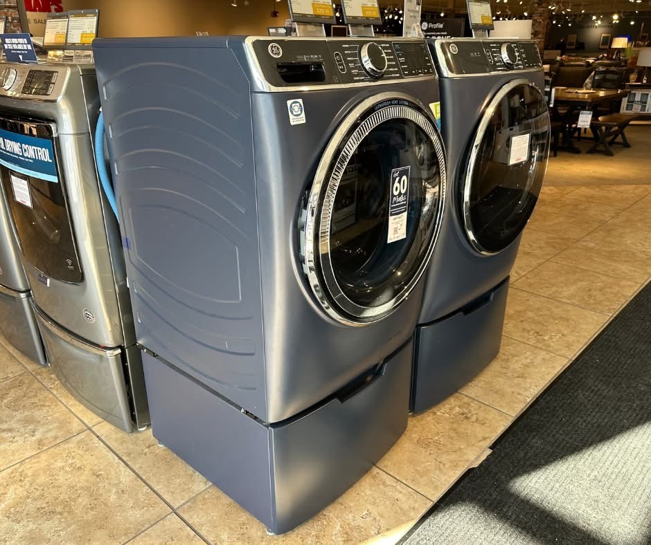 ge 24 inch front load smart washer with 5.0 cu. ft. capacity ft 24 inch gas smart dryer with 7.4 cu. ft. capacity, wifi enabled