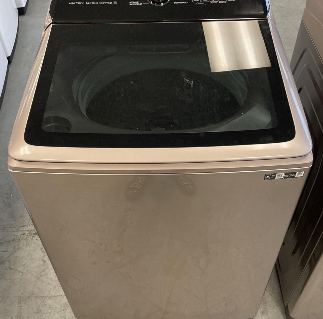 samsung 5.0 cu. ft. top load washer with active water jet in champagne ft 7.4 cu. ft. electric dryer with sensor dry in champagne samsung 5.0 cu. ft. top load washer with active water jet in champagne ft 7.4 cu. ft. electric dryer with sensor dry in champagne