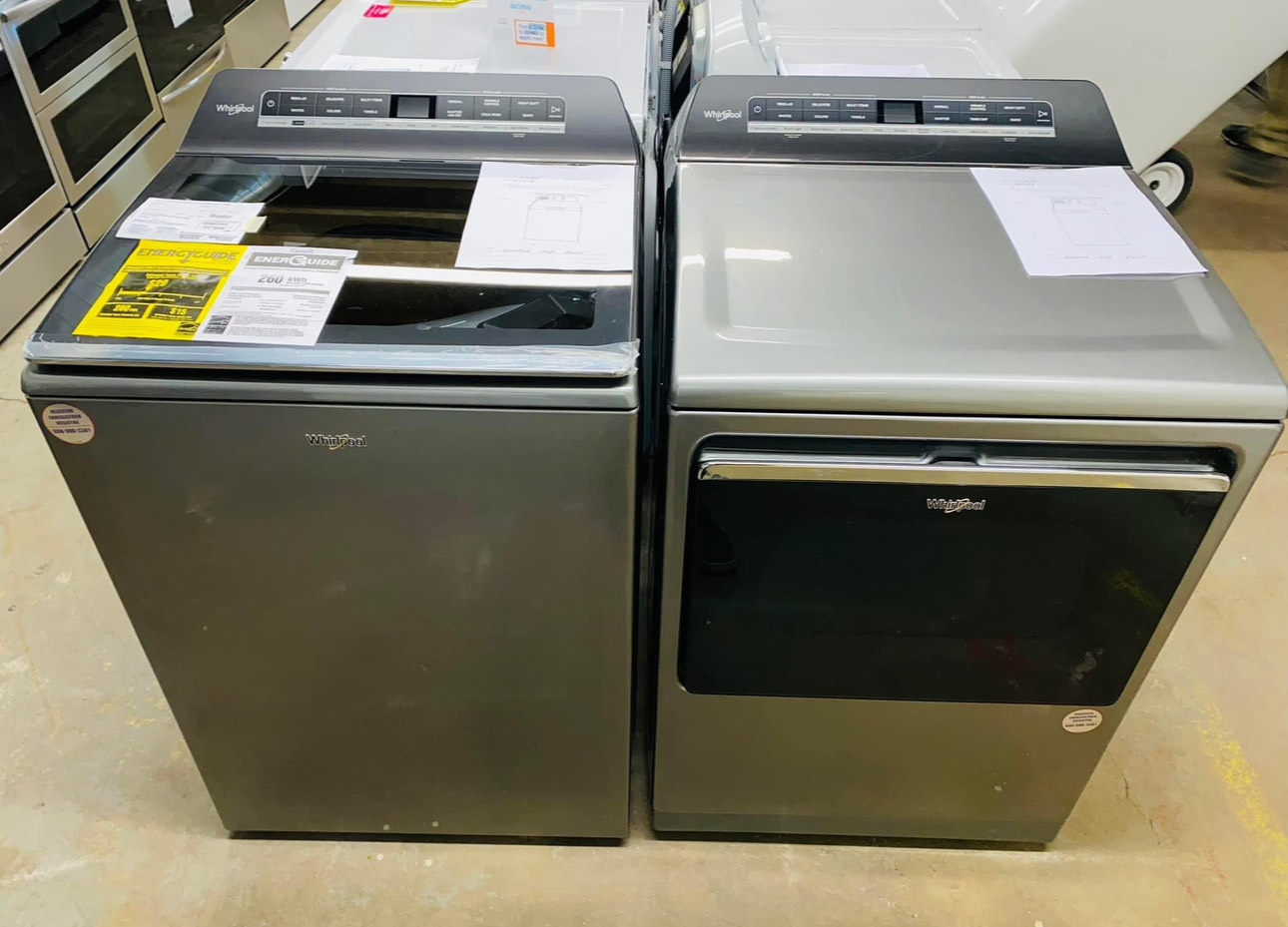 samsung 5.0 cu. ft. top load washer with active water jet in champagne ft 7.4 cu. ft. electric dryer with sensor dry in champagne