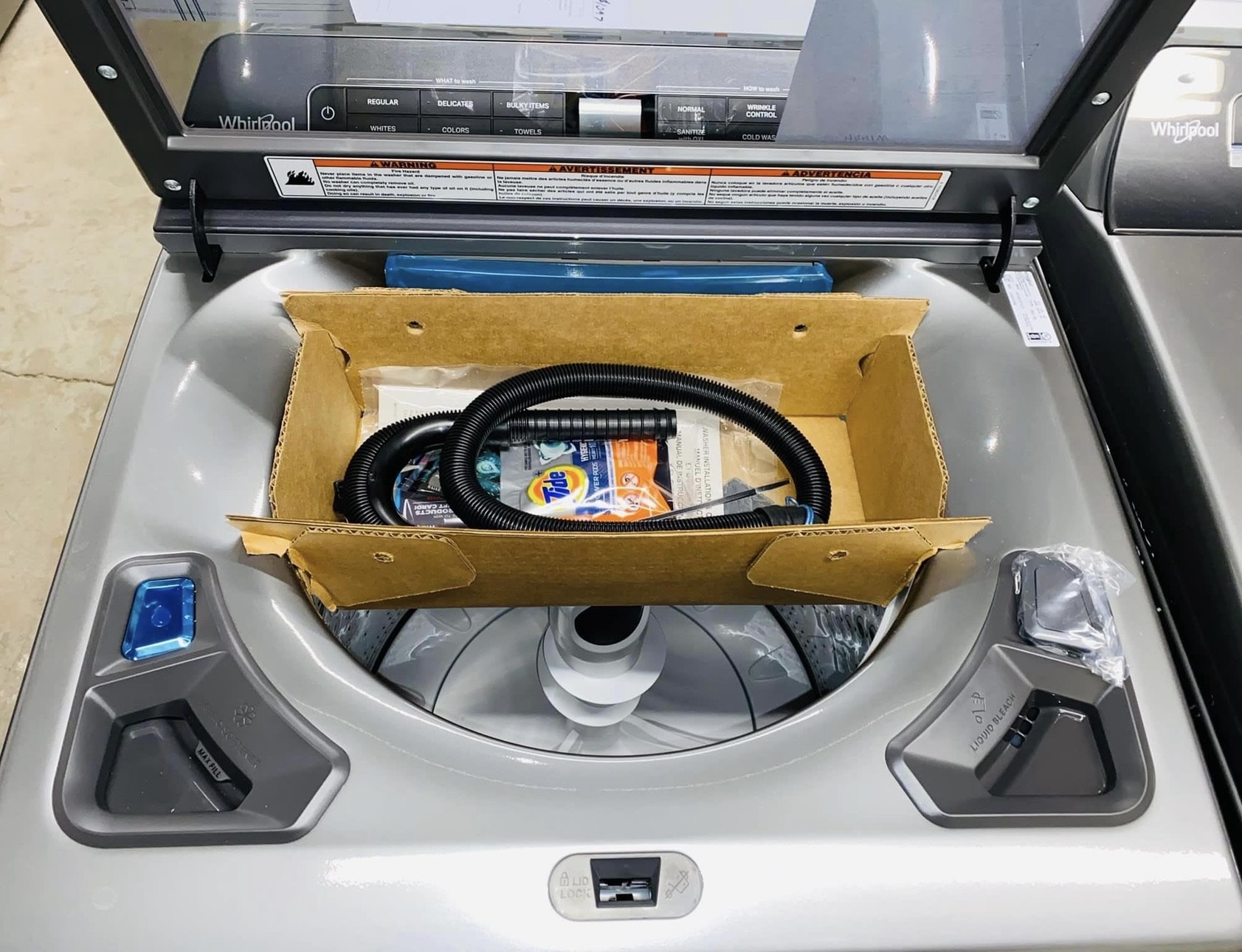 whirlpool 27 inch top load smart washer with 5.3 cu. ft. capacity wifi enabled , ft 27 inch smart dryer with 7.4 cu. ft. capacity