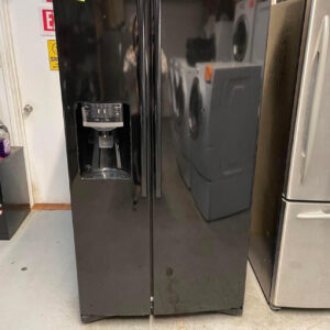 24.5 cu. ft. side by side refrigerator with a black finish, featuring twin cooling plus system