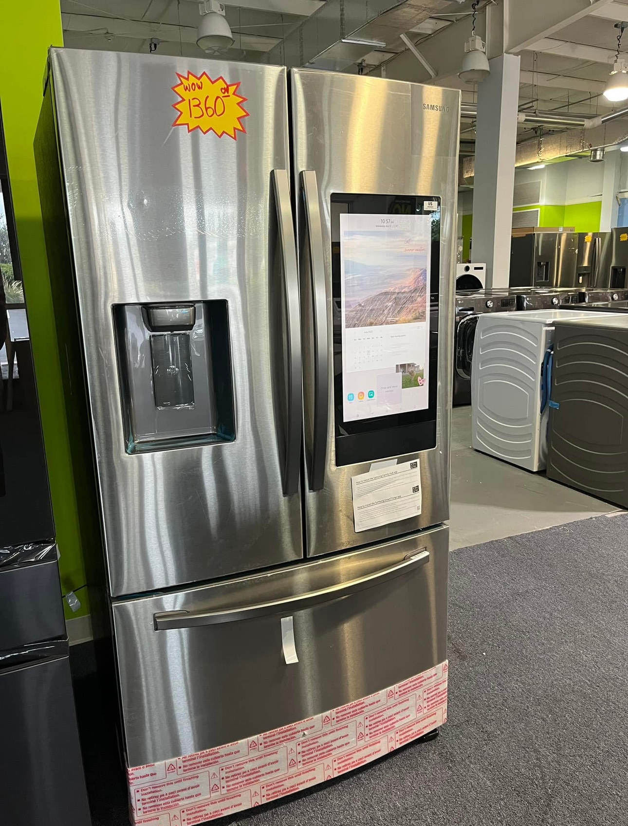 samsung 36 inch, 26.5 cu. ft. capacity, french door, smart refrigerator with a built in family hub™ touchscreen