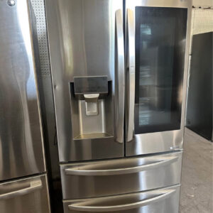 Home lg 36 inch, 27.8 cu. ft., french 4 door smart refrigerator featuring an instaview® door in door® panel, an integrated ice and water dispenser, and wi fi connectivity.