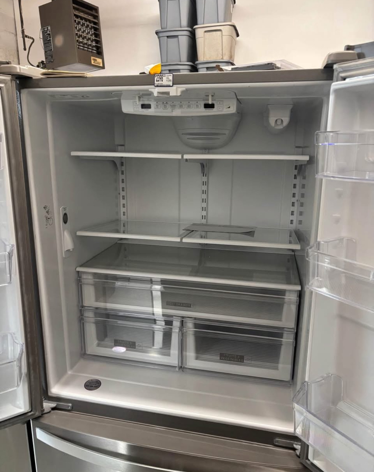 whirlpool 26.8 cu. ft. french door refrigerator with a fingerprint resistant stainless steel finish and exterior filtered ice and water dispenser