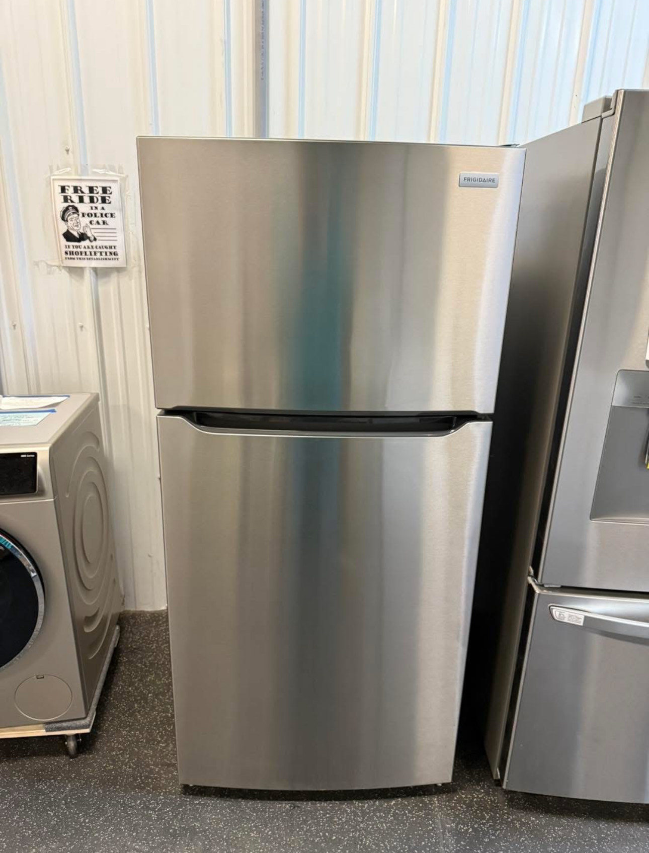 frigidaire 20.4 cu. ft. freestanding top freezer refrigerator with a stainless steel finish. frigidaire 20.4 cu. ft. freestanding top freezer refrigerator with a stainless steel finish.